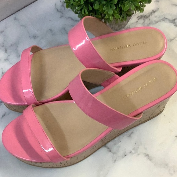 New Stuart Weitzman Pink Cork-like Wedge size 7 - Picture 3 of 6